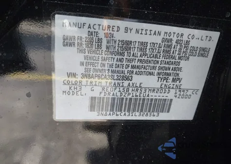 2025 Nissan Kicks Sv Fwd from USA, damaged, VIN 3N8AP6CA3SL328563